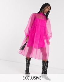 Reclaimed Vintage inspired organza midi smock dress   ASOS at Asos